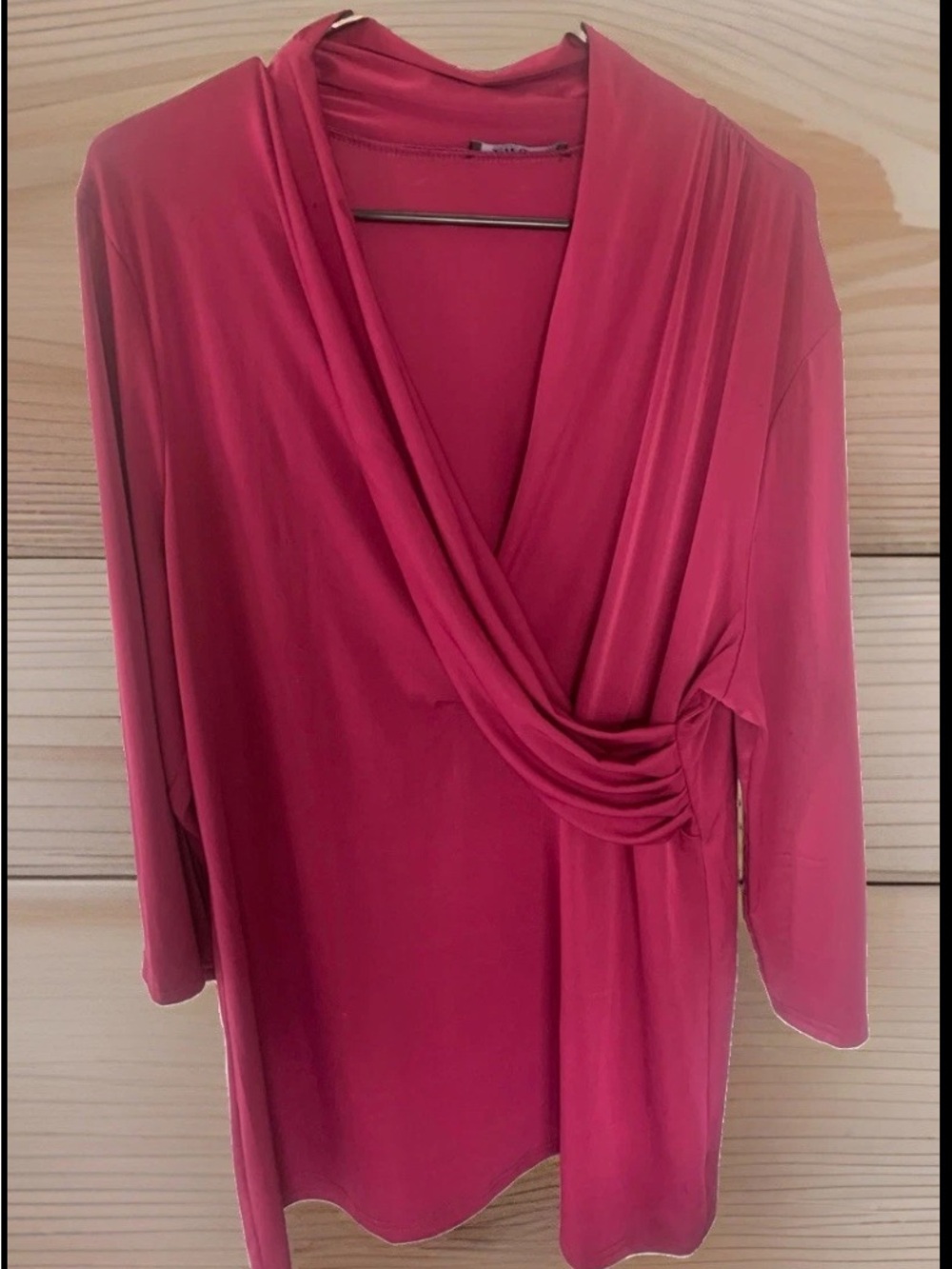 Lily by Firmiana Deep Magenta Draped Pullover Stretch Blouse Sz 1XL